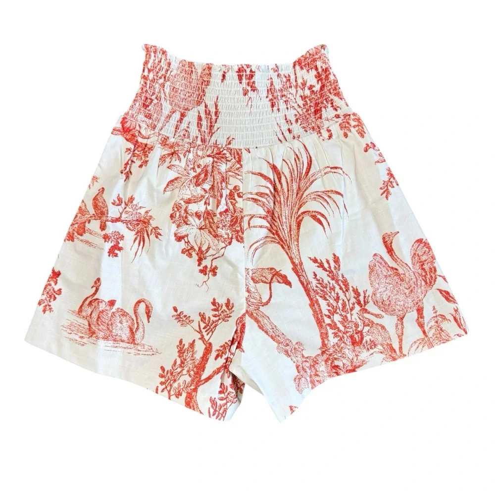 Sachin + Babi Vivi Red Toile Shorts XS, S, M Smocked High Waist 100% Cotton NWT